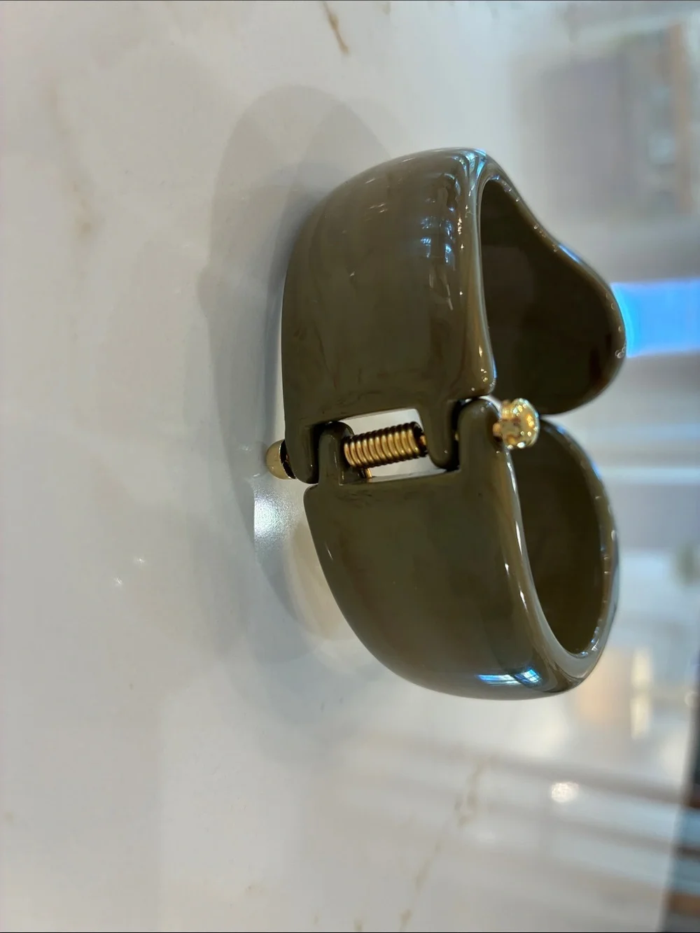 Olive Green Resin Cuff Bracelet